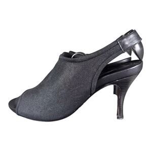 Donald J Pliner Anya Black Mesh Slingback Open Toe Heeled Sandals 8M US